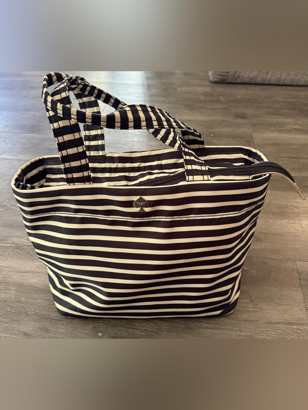 KATE SPADE Black and White Striped Tote